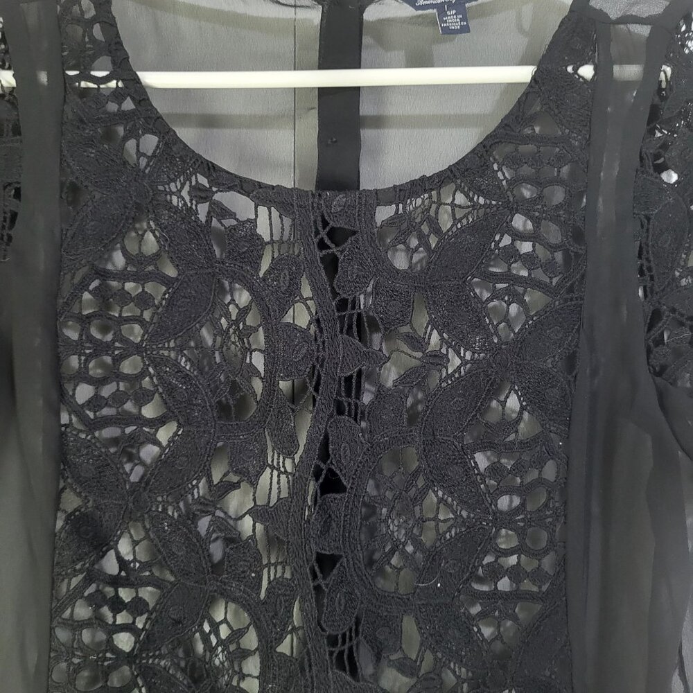 AMERICAN EAGLE Women's Small Y2K Lace Sheer Whimsigoth Fairy Blouse Top - Picture 5 of 12